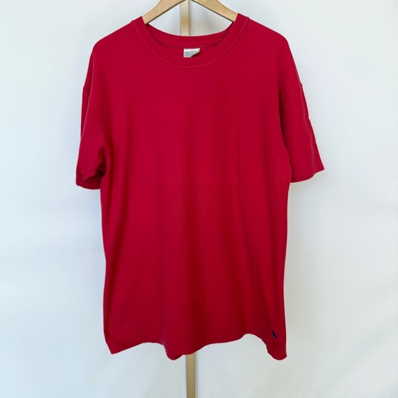 VINTAGE! 90’s Y2K Polo Ralph Lauren Men's Red Short Sleeve T-Shirt L Crew Neck - Picture 1 of 9
